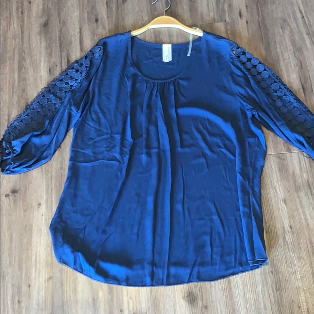 Navy blue plus size blouse